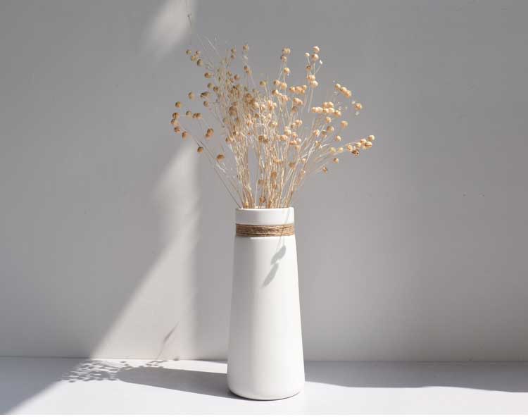 日式白色麻绳陶瓷花瓶